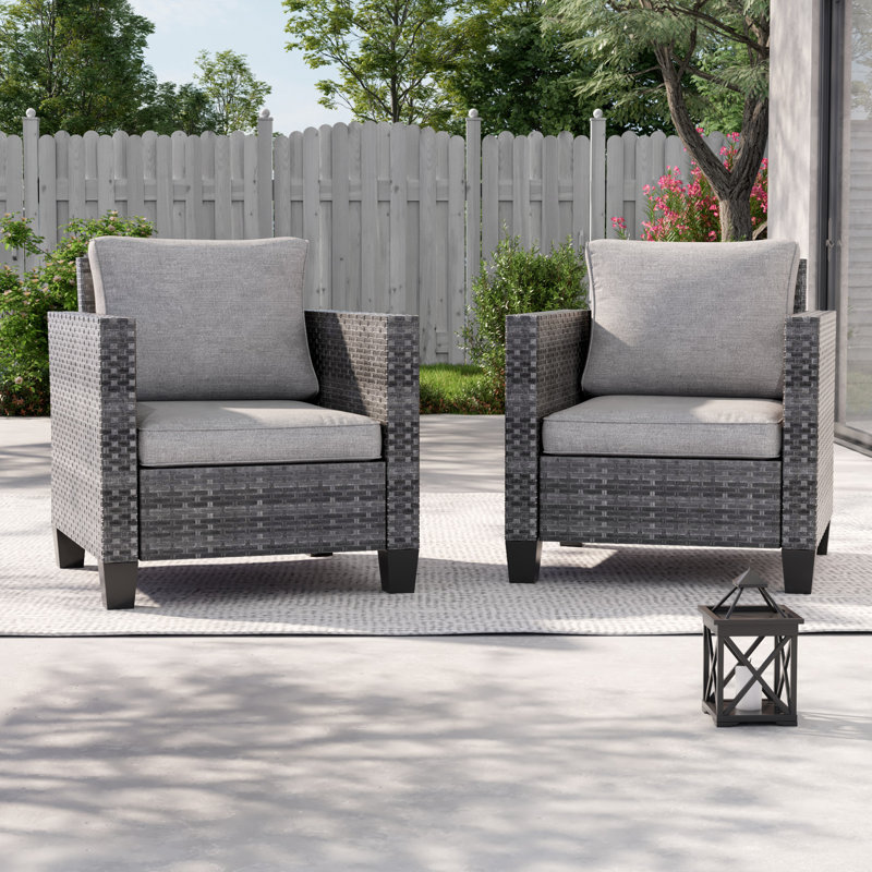 Chaise de patio avec coussins Chamisa, Lin gris