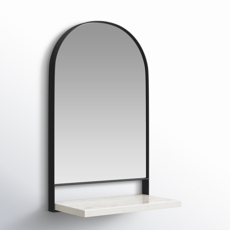 Cielo Arch Mirror with Shelves, Black/White, 34" x 20"
