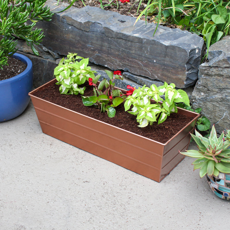 Metal Planter Box, Copper Plated