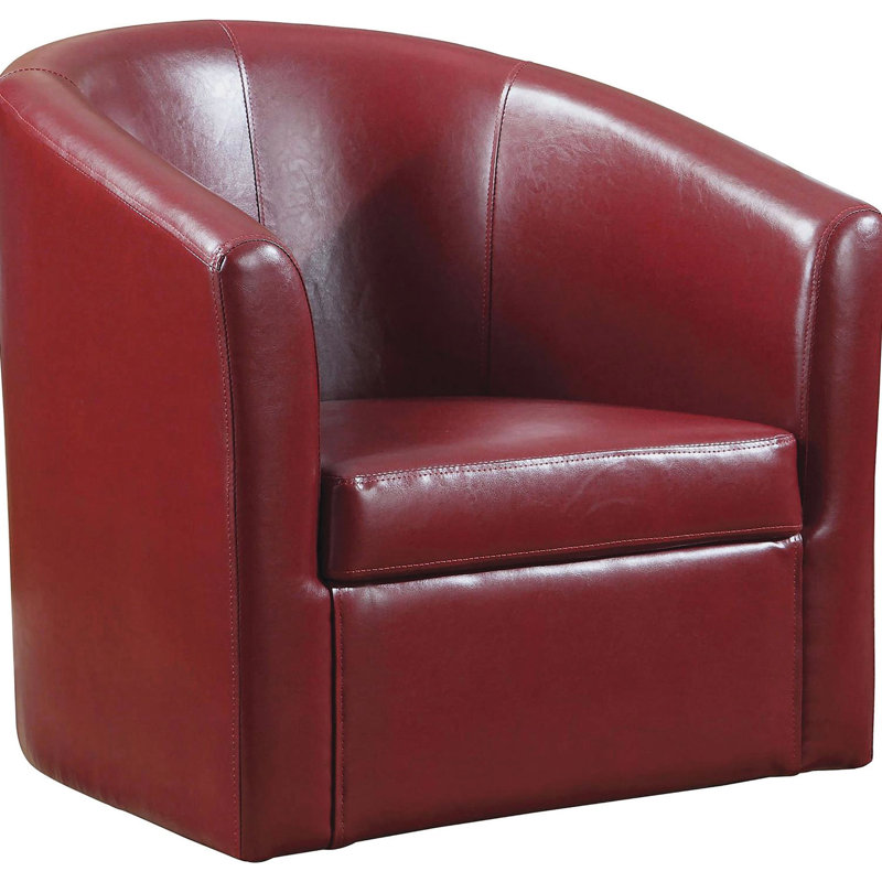 Fauteuil pivotant rouge pour espace de vie avec coussin en mousse et mouvement tendance de couleur noire, confortable