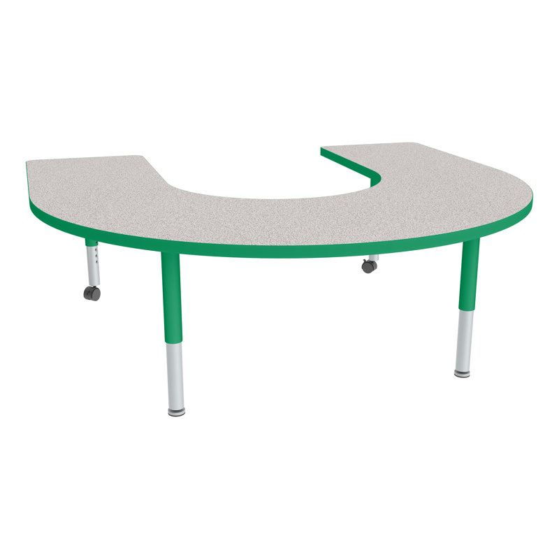 Table d'activités préscolaire à hauteur ajustable avec roulettes, Gris nebula, Vert