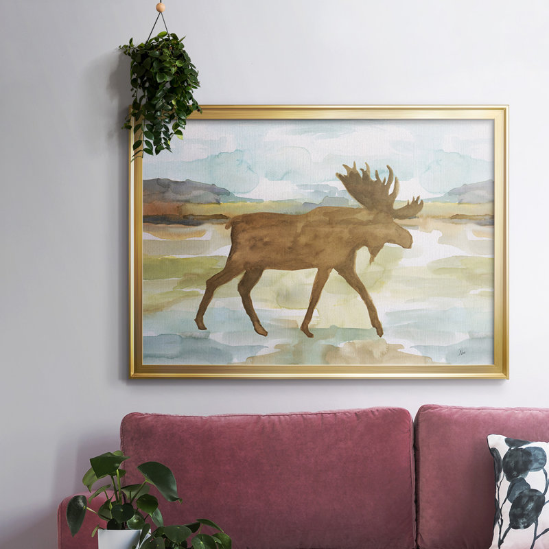 Mountain Moose, reproduction d'art sur toile, Or, H 30 po x l 44 po x P 1,5 po