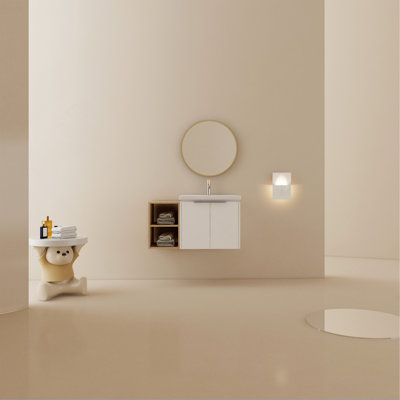 36 Inch Soft Close Doors Bathroom Vanity With Sink, and A Small Storage Shelves