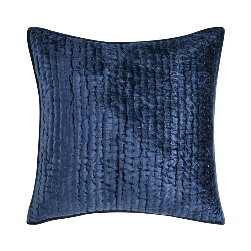 Bari 4-Piece Velvet Rayon Quilt Set, Blue, King Quilt + 3 Euro Shams