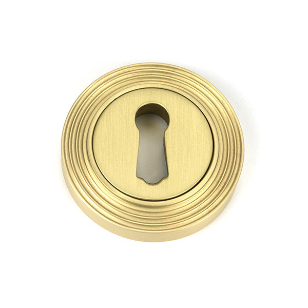 Beehive Satin Brass Round Escutcheon
