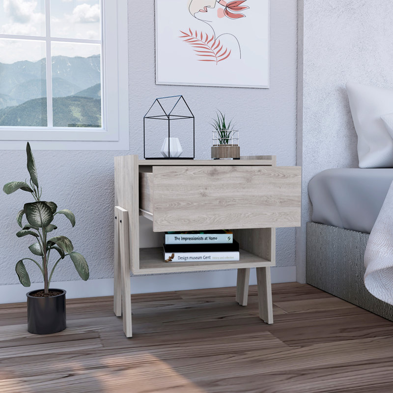 Table de chevet de style contemporain, Gris