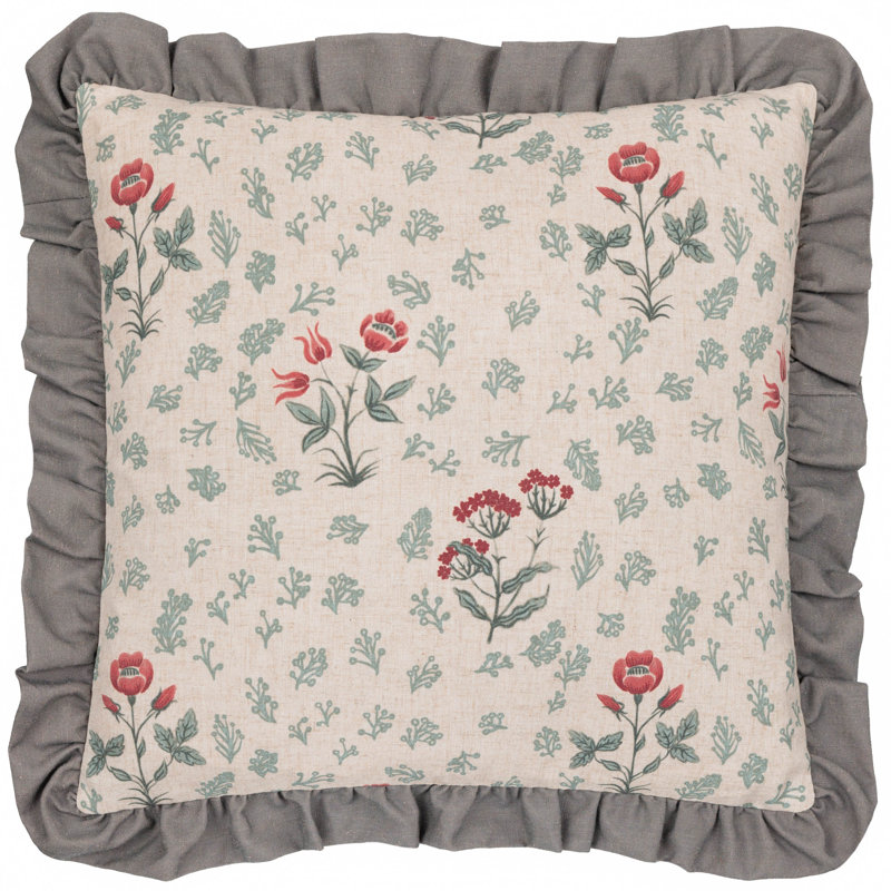 Floral Grey Square Pillow Cover