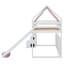 Lit mezzanine en bois avec tente de cadre de maison et glissade à double accès-845594874
