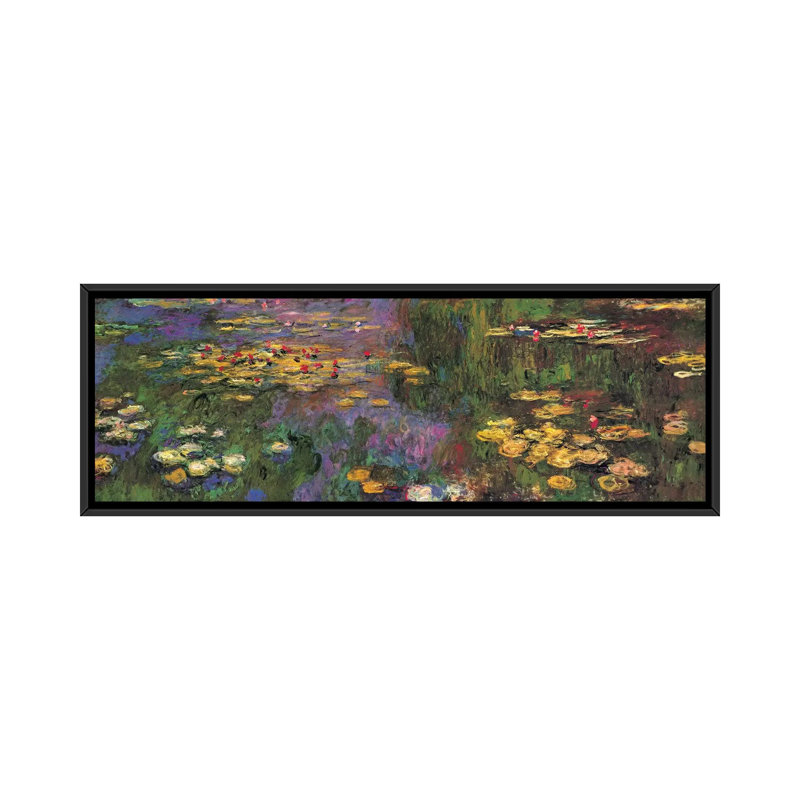 "Nymphéas" par Claude Monet - impression sur toile, H 16 po x l 48 po x P 1,5 po, Toile avec cadre noir