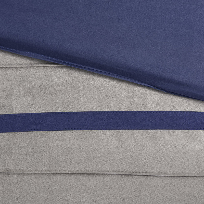 Ensemble d'édredon 7 pièces Palmer, Édredon de grande taille et 6 pièces supplément, Bleu / gris