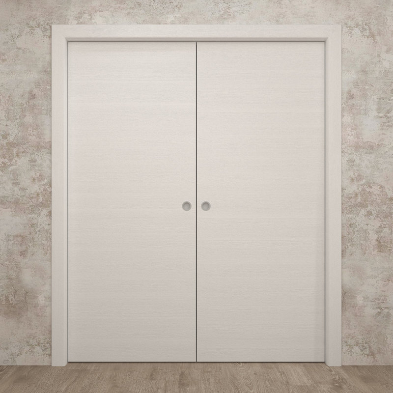 Portes coulissantes françaises à double poche | Ego 5000 | Ensemble de quincaillerie de rail | Portes intérieures modernes en bois massif pour chambre à coucher