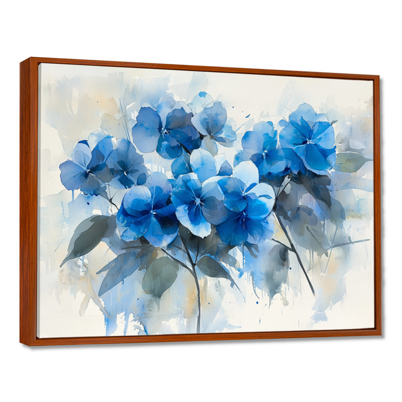Jadaiah hortensia comme coups de pinceau I - hydrangées grand art mural, H 34 po x l 44 po, Brun