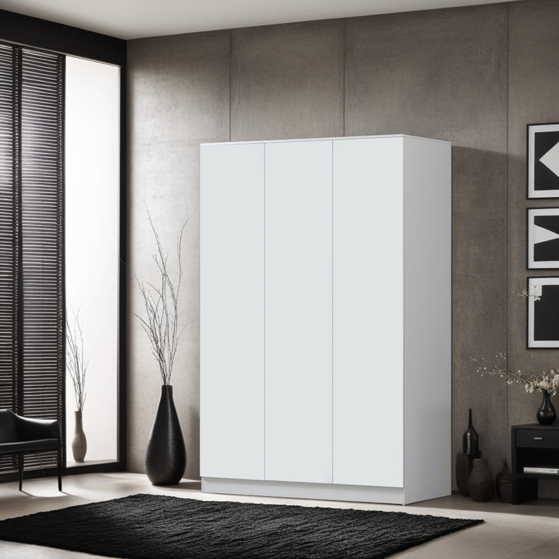 Carlton 3 Door Wardrobe - Soft-Close Hinged Doors and Handleless Push-to-Open Feature, Matt White