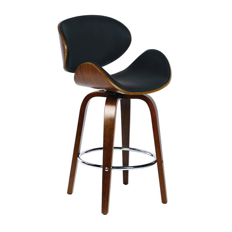 Tabouret de bar en polyuréthane Delayne, Noir, Tabouret de comptoir (siège d'une hauteur de 26 p