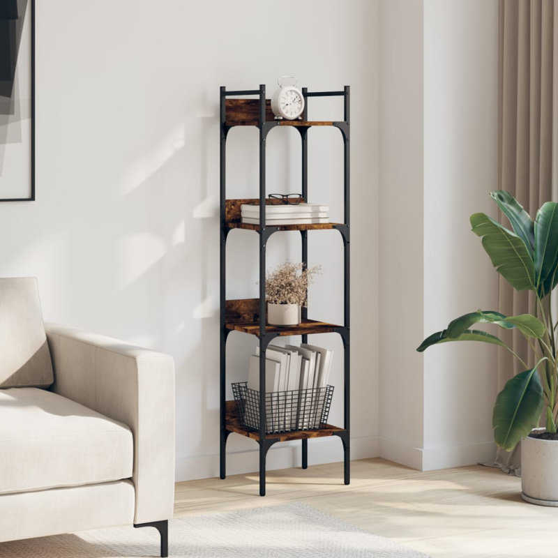 138.5cm H x 35cm W Steel Standard Bookcase, Smoked Oak