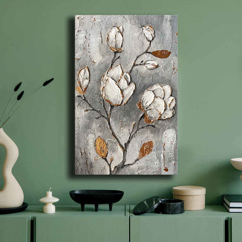 Reproduction d'art moderne avec fleur blanche texturée moderne