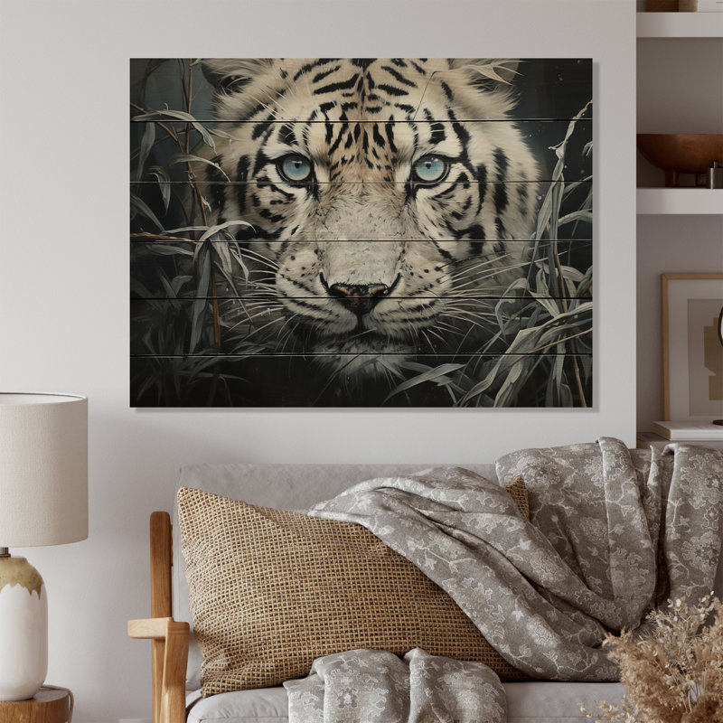 «Tiger Mysterious Watcher II» sur bois, H 24 po x l 32 po x P 0,78 po