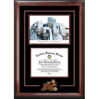 NCAA Minnesota Golden Gophers Spirit Graduate Diploma with Campus Images Lithograph Frame