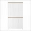 Bar Farmhouse avec porte de grange coulissante, blanc | Rangement Ports USB | Panneau de fibres à densité moyenne