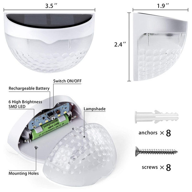 White Solar Powered Integrated LED Step Light, White