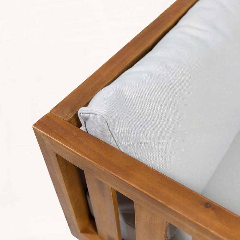 Acacia Wood Daybed with Classic Slat Paneling, Beige