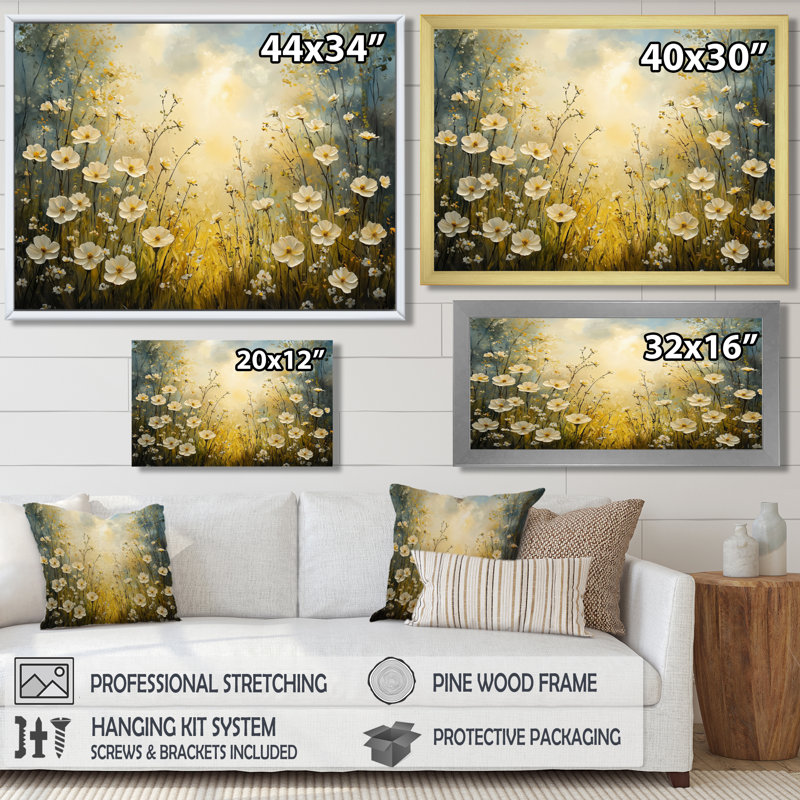 Ilyanna - Floral Wall Art, Reproduction encadrée d'une seule photo, Argent, H 12 po x l 20 po