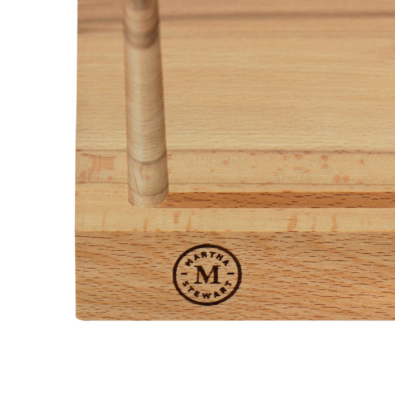 Cream Handle 3-Piece Beechwood Carving Board and Cutlery Set