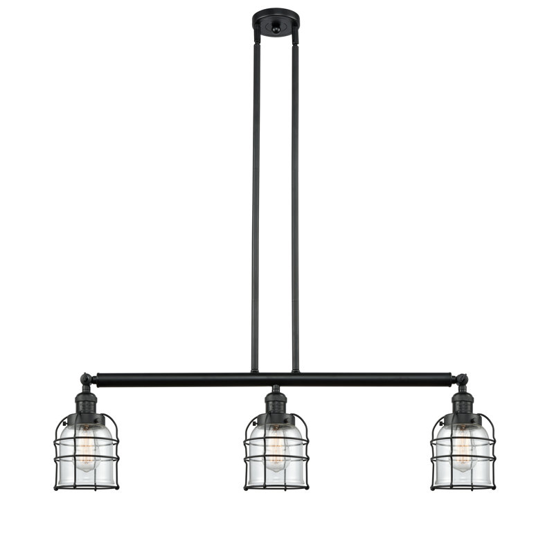 McDougal 3 - Light Kitchen Island Pendant, Clear, Matte Black, No Bulb Included