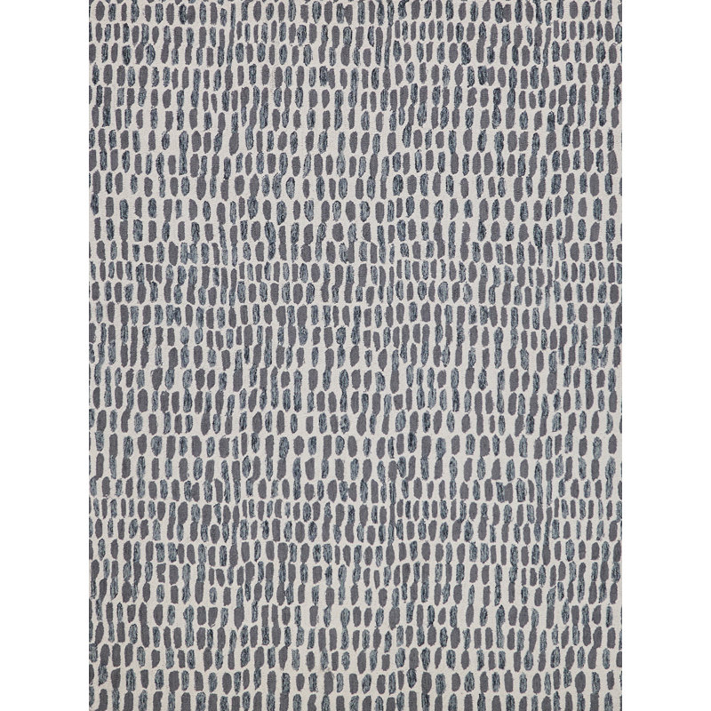 Ink Blot Wool Area Rug in Black/Gray, Rectangle 5' x 8'