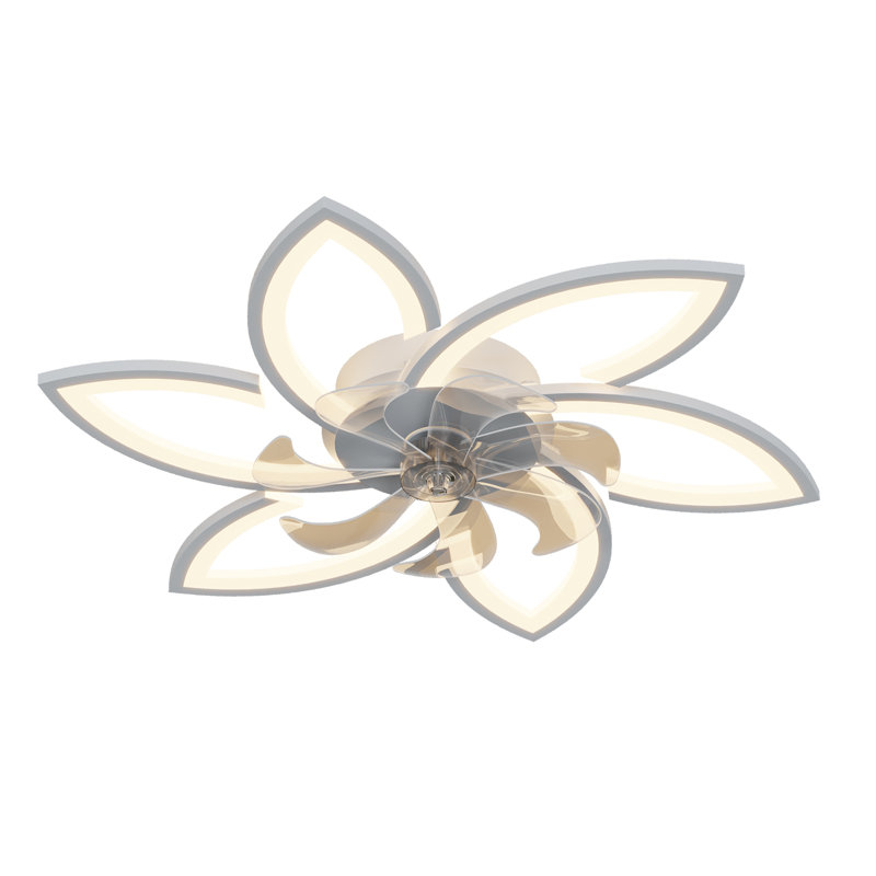 30.7" 7 - Blade Dimmable LED Ceiling Fan with Remote Control and APP, White