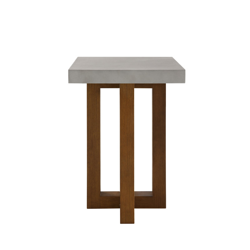 Charmante table de bout en faux béton et finition noyer, rehaussant tout espace