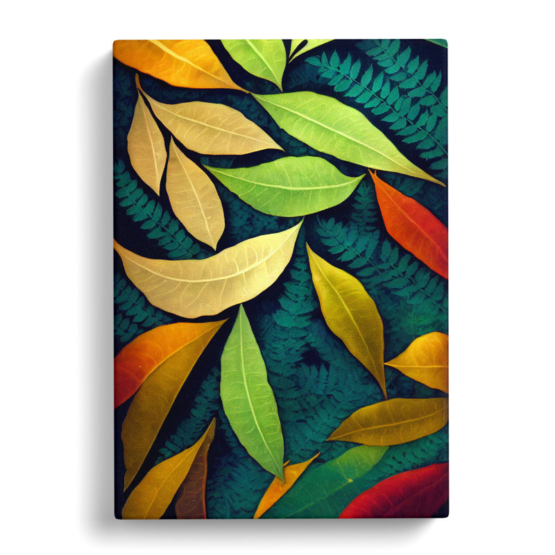 Winscombe Fern Leaf Expressionism - Wrapped Canvas Print, 50cm H x 35cm W x 3cm D