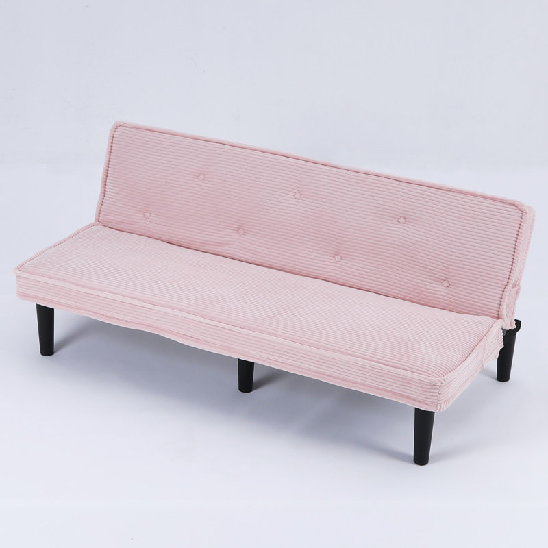 66-inch Corduroy Sofa Bed, Pink