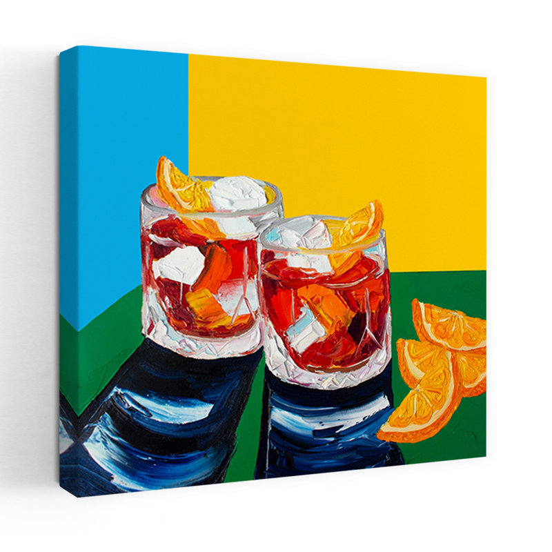 Art mural coloré abstrait Happy Hour, H 48 po x l 48 po