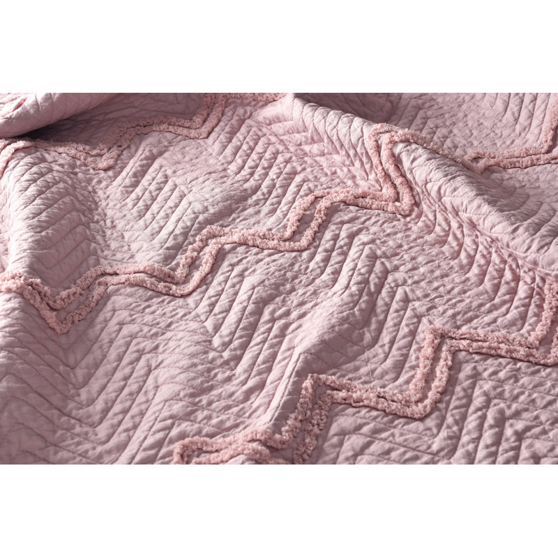 Bunia Polyester Solid Colour Bedspread, Blush