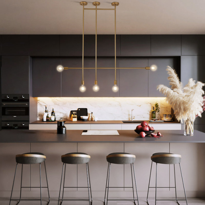Luminaire suspendu linéaire à 5 lumières pour ilot de cuisine