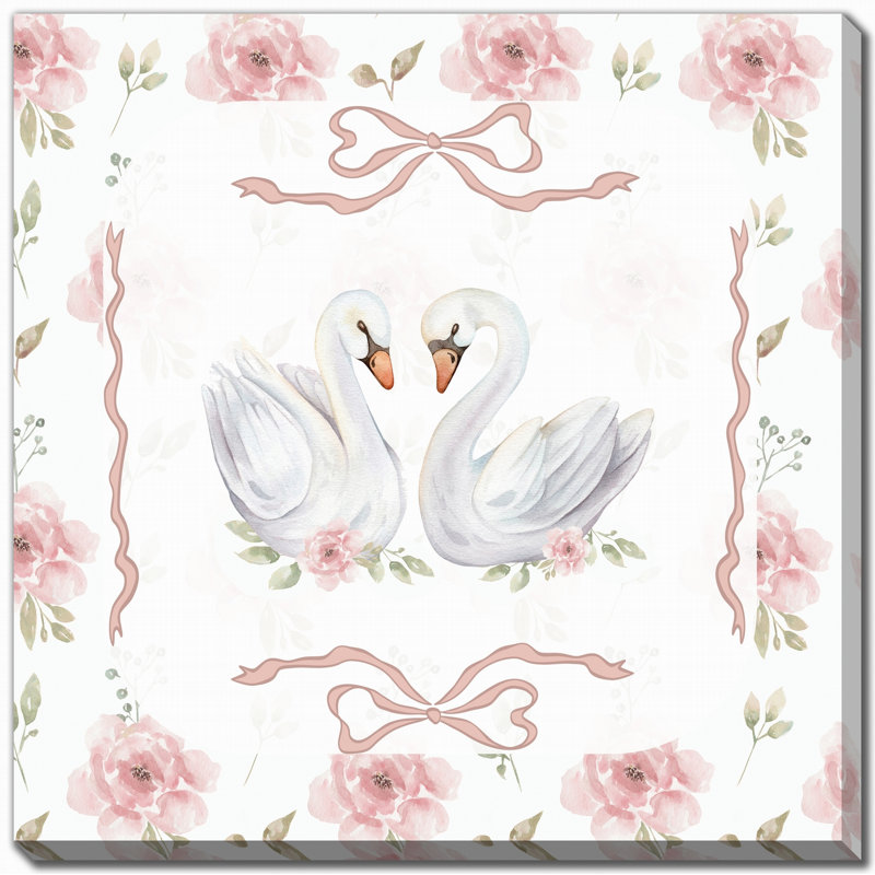 Swans 2, art mural sur toile, H 38 po x l 38 po