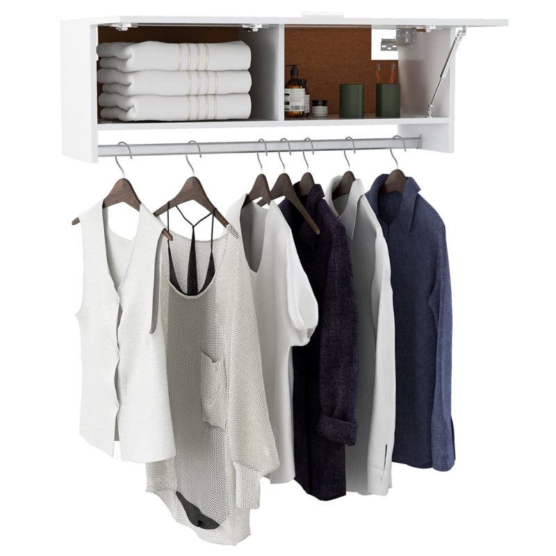Ayanle 1 Door Wardrobe, White, 35cm H x 100cm W x 32.5cm D