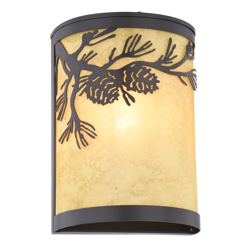 Homar 1 - Light Dimmable Cabin Lodge Flush Mount Wall Light, 	Pine Cone