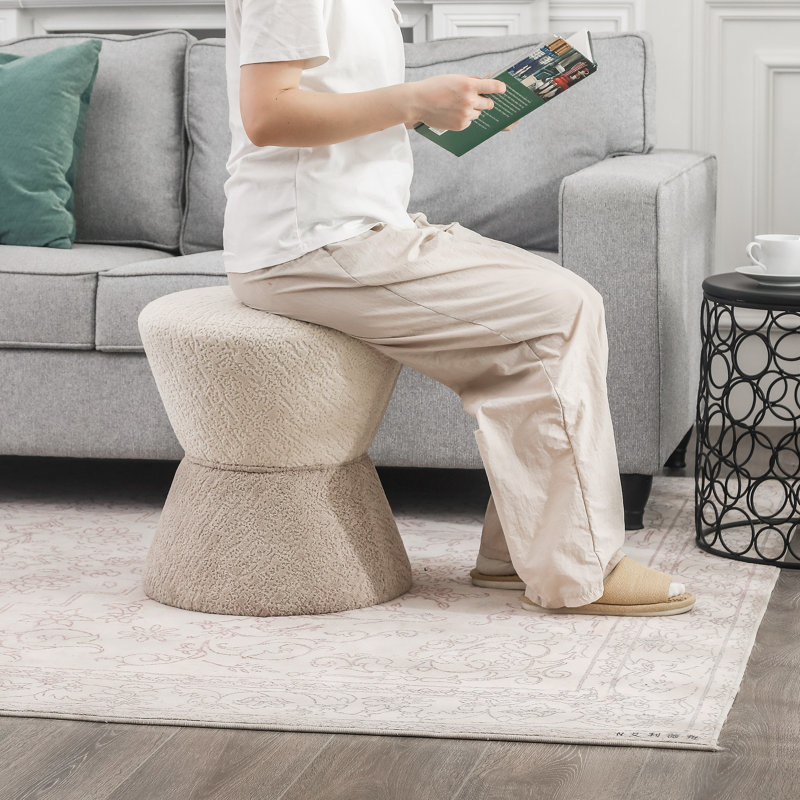 Miana 17.72" H Hourglass Upholstered Ottoman, Camel Polyester