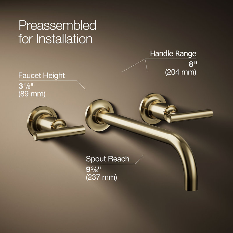 Purist® Wall Mounted Bathroom Faucet, Vibrant French Gold, Lever Handle