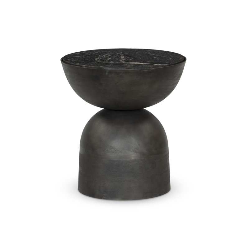 Table de bout Earlie Seraphine, Marbre noir, Gris martelé