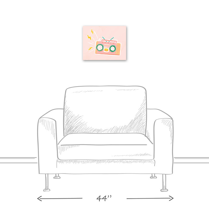 Art sur toile tendue rosé boombox Myah, H 11 po x l 14 po x P 1,25 po