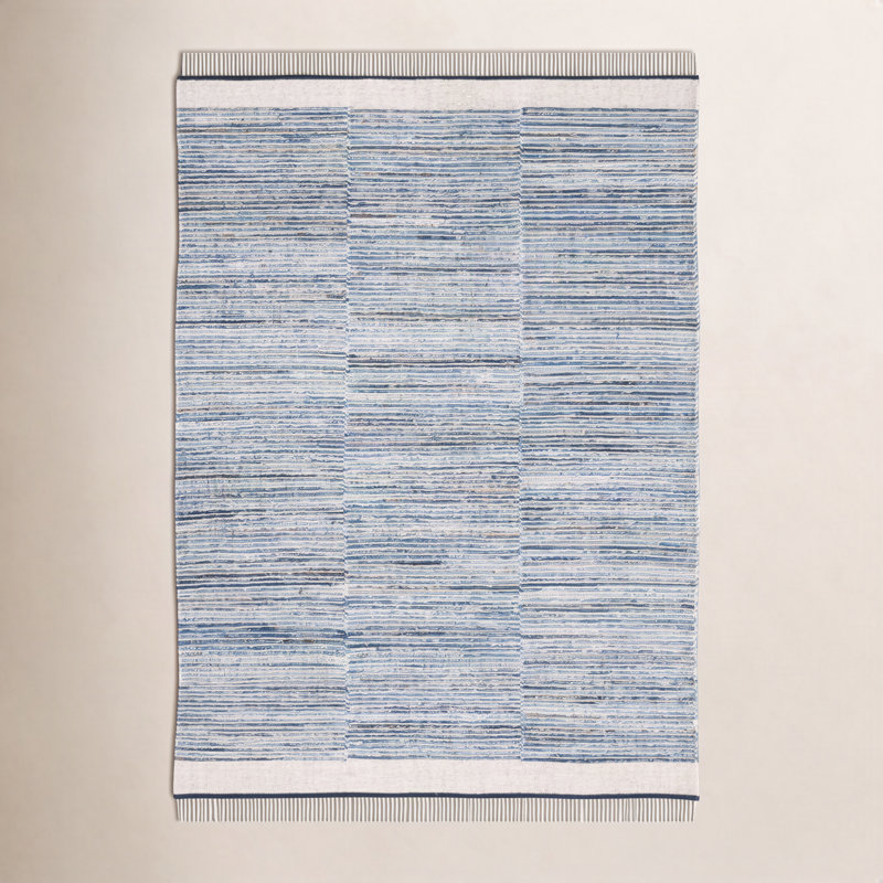 Tapis bleu / ivoire Colmar, Rectangle de 5 pi x 8 pi