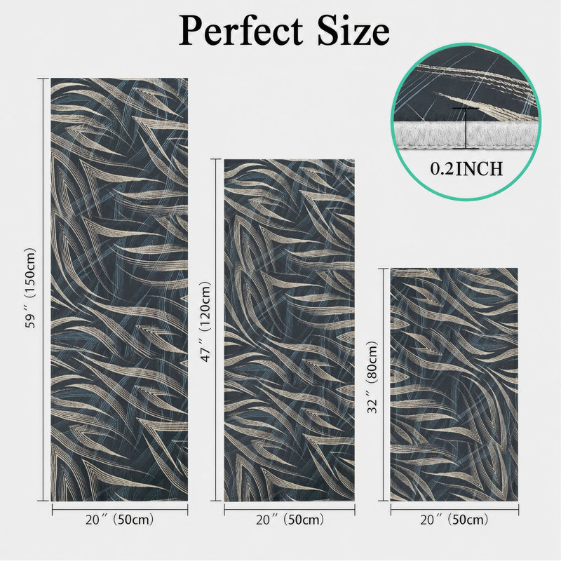 Tropical Leaf Non-Slip Washable Kitchen Mats