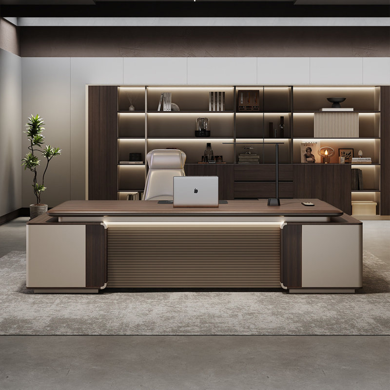 Bureau de direction 94,49 "brun simplifié de luxe, H 29,53 po x l 94,49 po x P 62,99 po