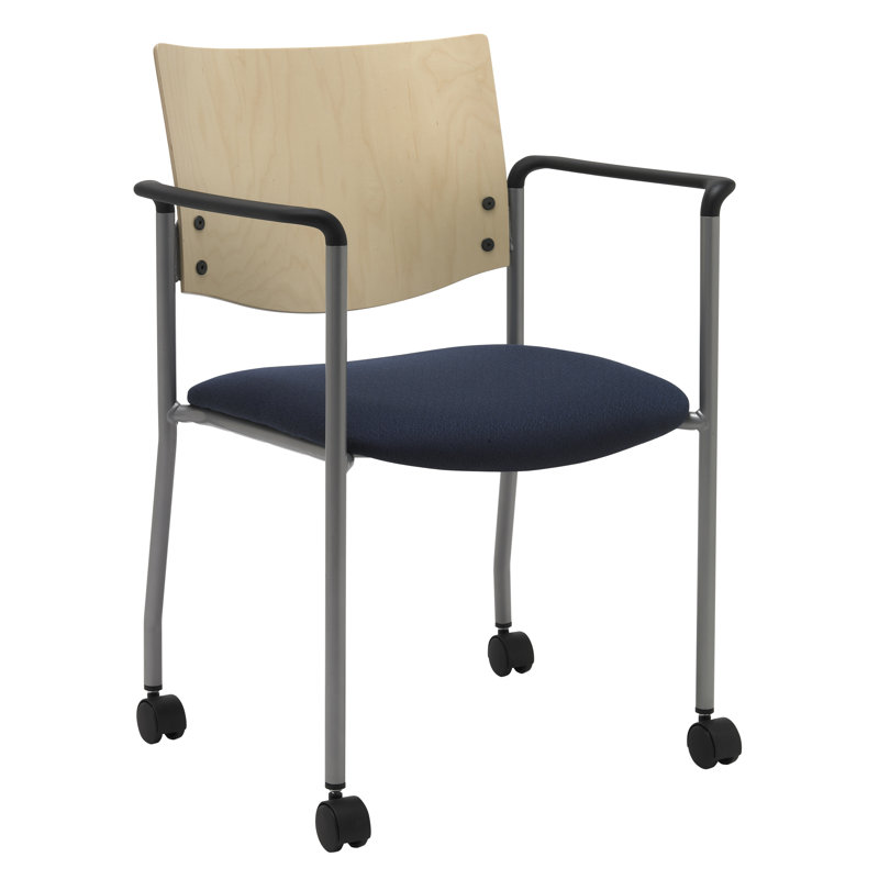 Chaise de salle d'attente empilable avec cadre en bois Evolve, Naturel, Bourgogne