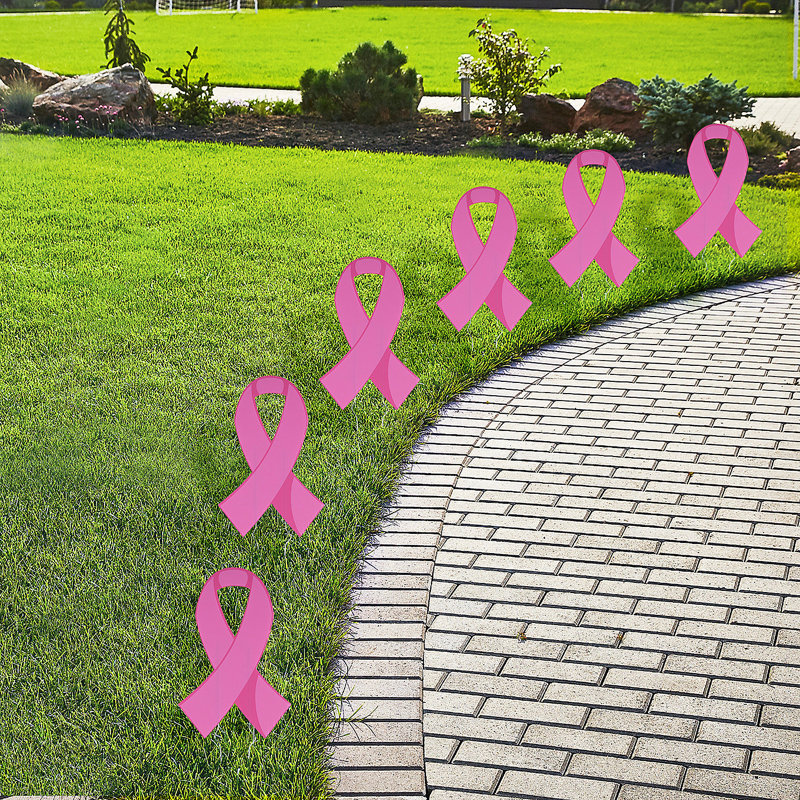 6 panneaux Funky Ruban rose pour la sensibilisation au cancer du sein - 6 pièces