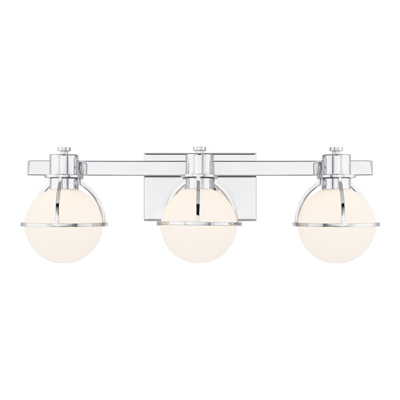Pierce 3-Light Bathroom Vanity Light in Chrome, Chrome, 3 Lights, 7.5" H x 24" W x 5.13" D