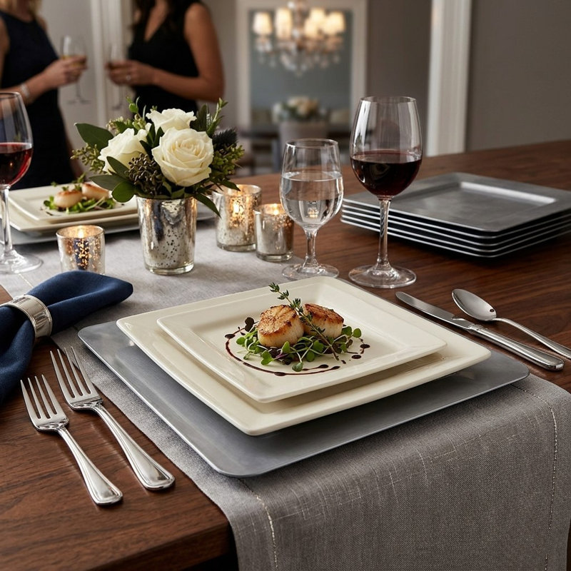 Assiette à dîner en plastique Lisbeth, Argent